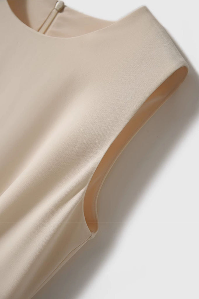 Elegant Acetate Sleeveless Fit & Flare Midi Dress  Fibflx