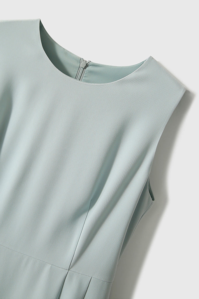 Elegant Acetate Sleeveless Fit & Flare Midi Dress  Fibflx