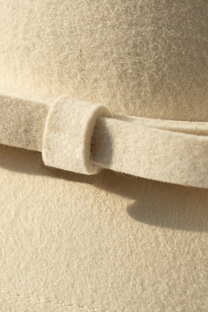 Elegant Wool Felt Cloche Hat with Bow  Fibflx