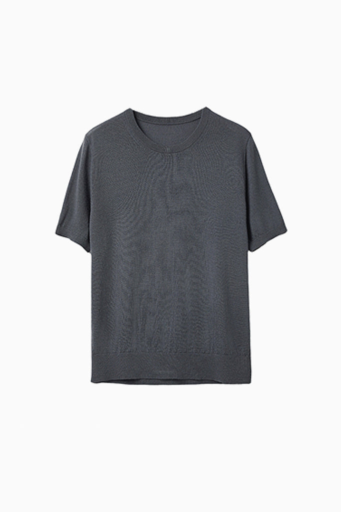 Extrafine Washable Merino Wool Short-Sleeve Sweater  Fibflx