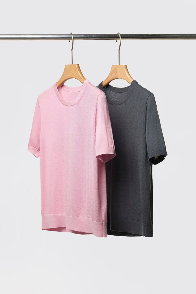 Extrafine Washable Merino Wool Short-Sleeve Sweater  Fibflx