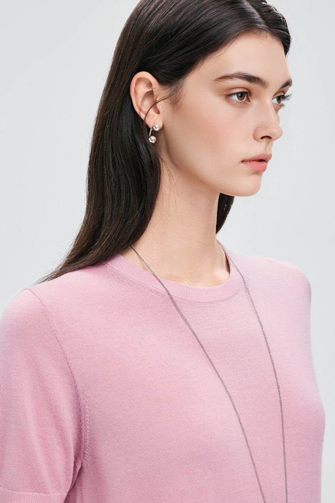 Extrafine Washable Merino Wool Short-Sleeve Sweater  Fibflx