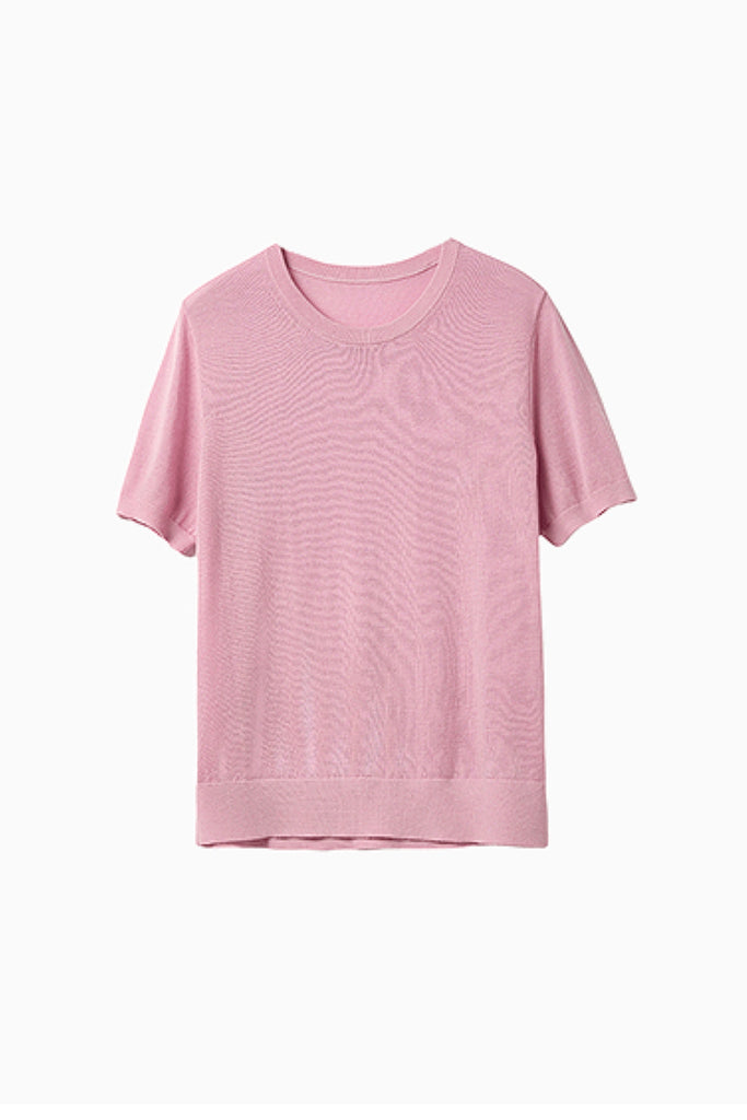 Extrafine Washable Merino Wool Short-Sleeve Sweater  Fibflx