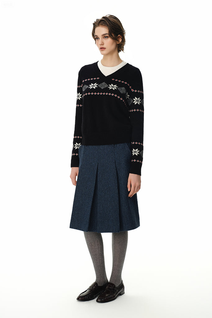 Fair Isle Relaxed Fit -Neck Sweater  Fibflx