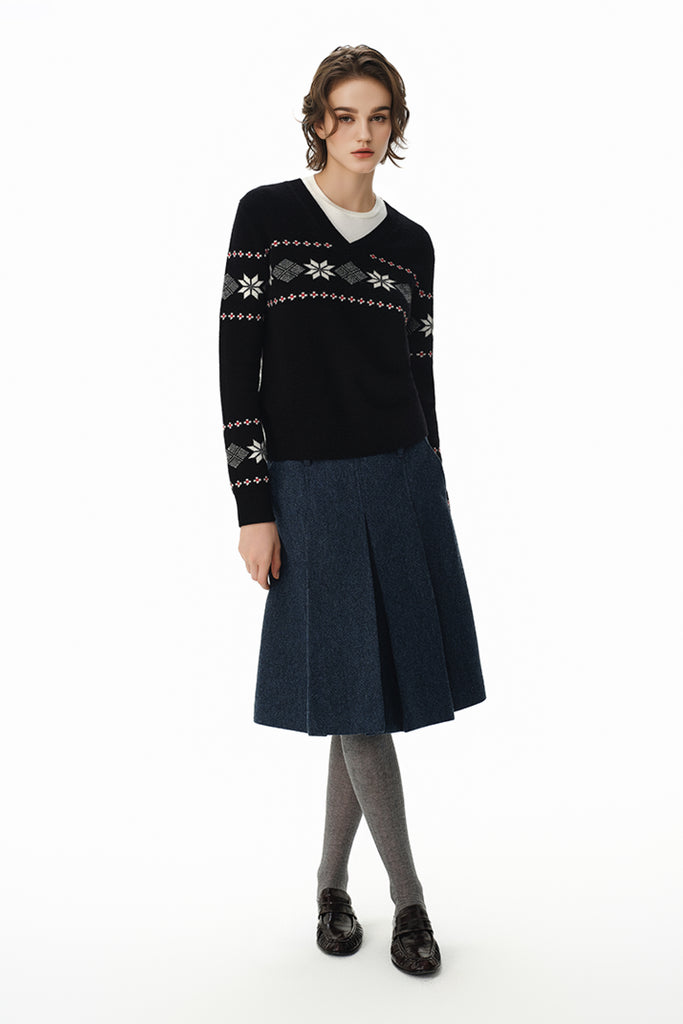 Fair Isle Relaxed Fit -Neck Sweater  Fibflx