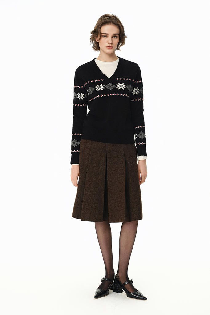Fair Isle Relaxed Fit -Neck Sweater  Fibflx