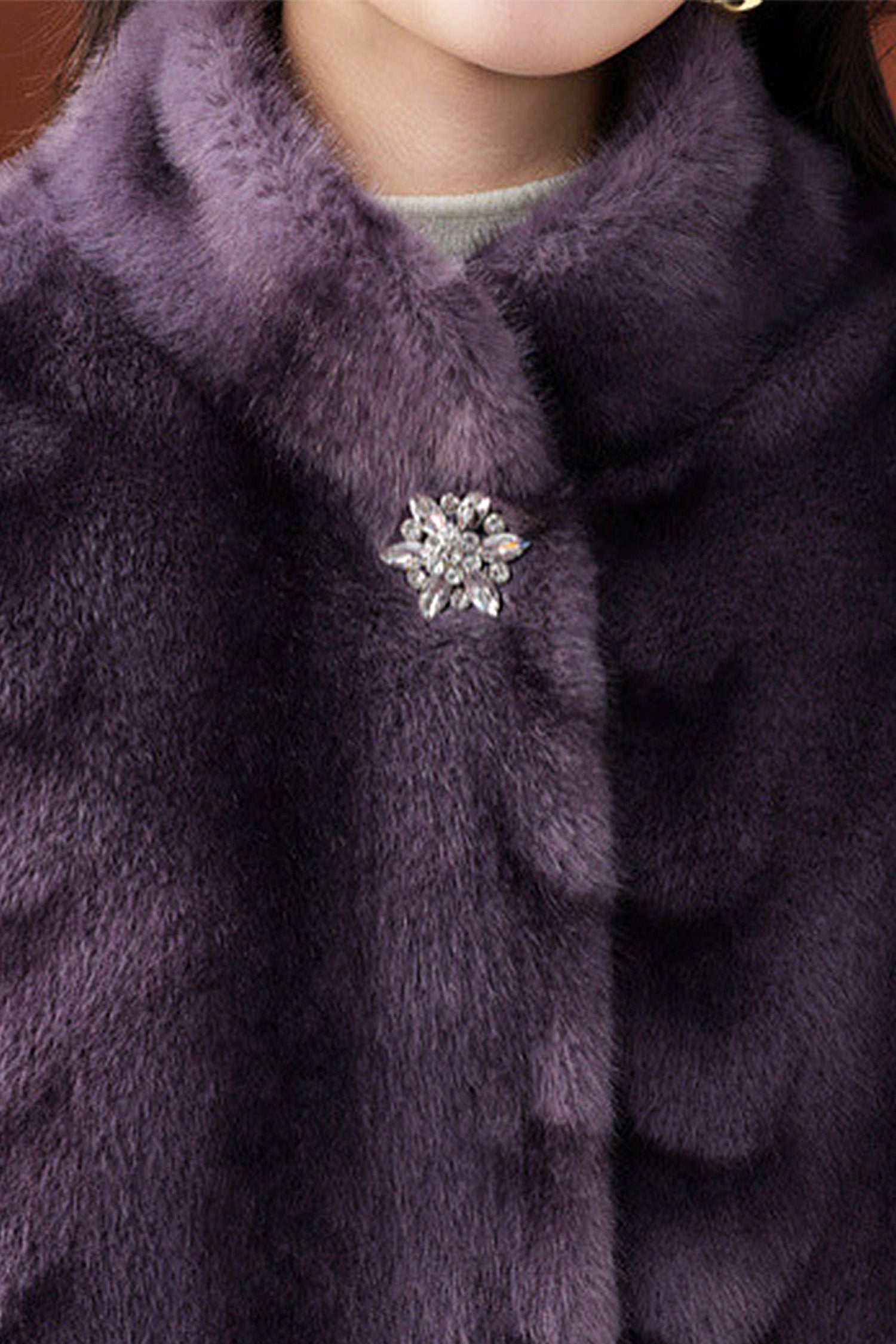 Relaxed Faux Fur Jacket with Stand Collar | Refined Cold-Weather