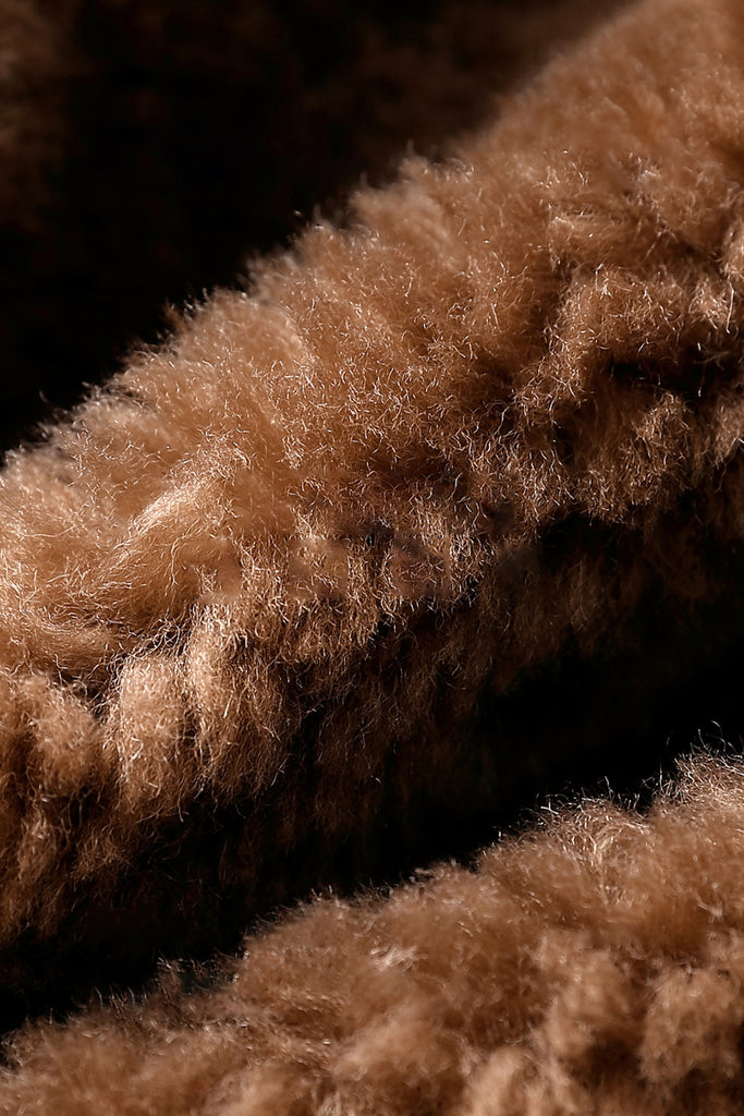 Faux Suede Shearling Crop Zip-Up Jacket  Fibflx