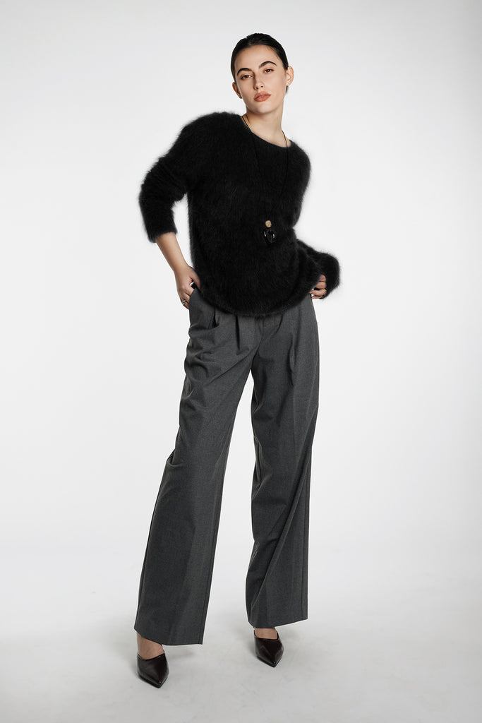 Featherlight Brushed Cashmere Crewneck Sweater  Fibflx