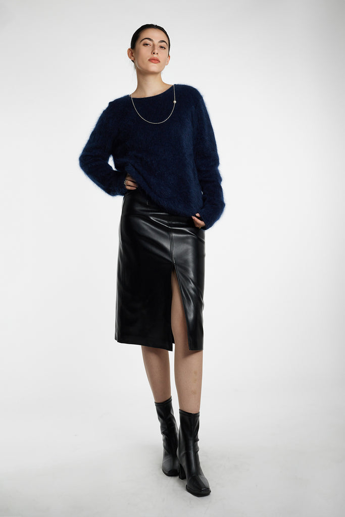 Featherlight Brushed Cashmere Crewneck Sweater  Fibflx