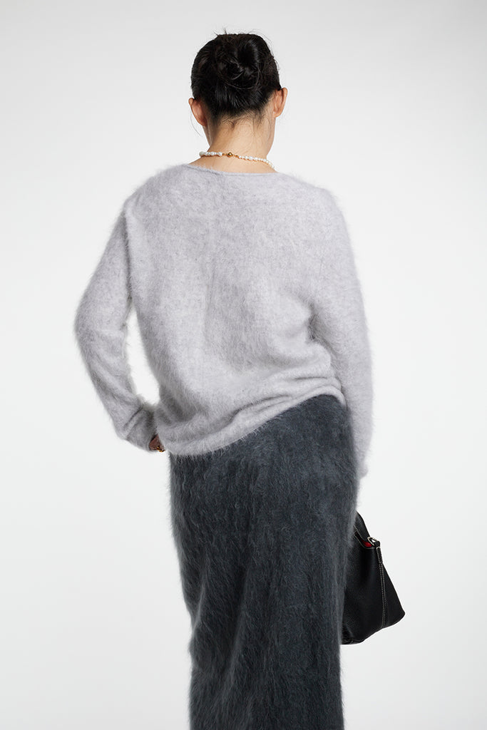 Featherlight Brushed Cashmere Crewneck Sweater  Fibflx