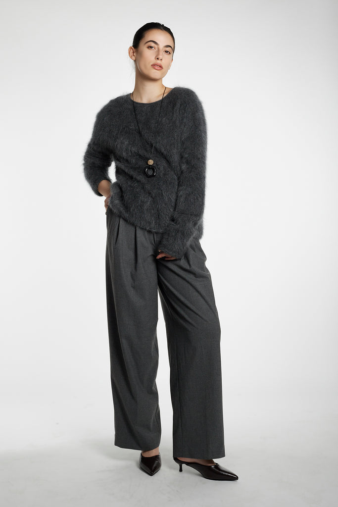 Featherlight Brushed Cashmere Crewneck Sweater  Fibflx