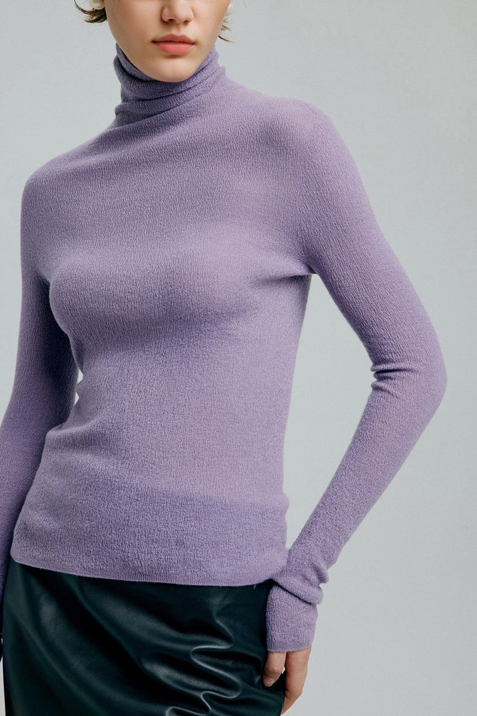 Featherlight Washable Cashmere-Silk Turtleneck Sweater  Fibflx