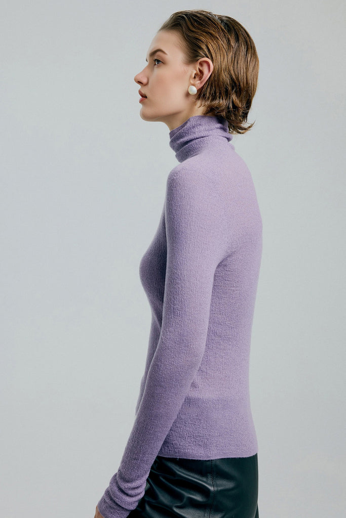 Featherlight Washable Cashmere-Silk Turtleneck Sweater  Fibflx