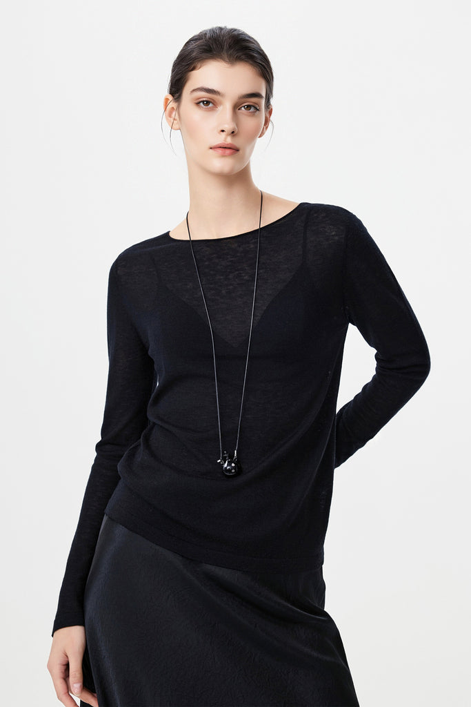 Featherlight Air-Spun Merino Boatneck Base Layer Black / L Fibflx