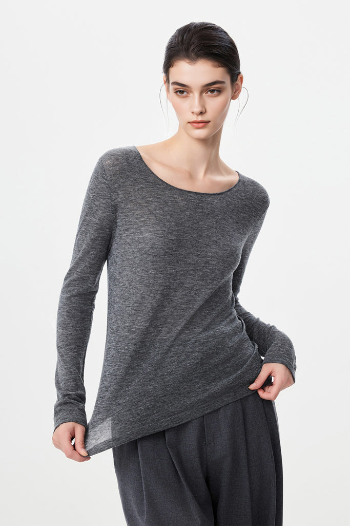 Featherlight Air-Spun Merino Boatneck Base Layer Heather Dark Grey / L Fibflx