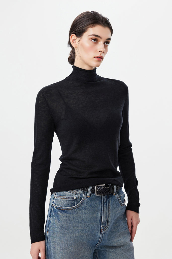 Featherlight Air-Spun Merino Turtleneck Base Layer Black / L Fibflx