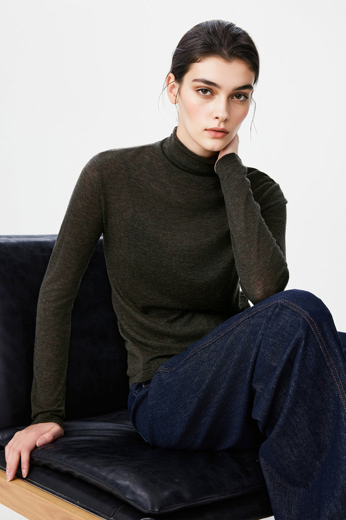 Featherlight Air-Spun Merino Turtleneck Base Layer  Fibflx