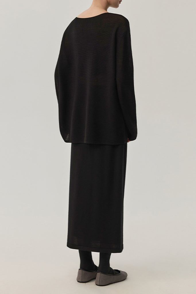 Featherweight Oversized Wool-Silk Fine-Knit Sweater  Fibflx