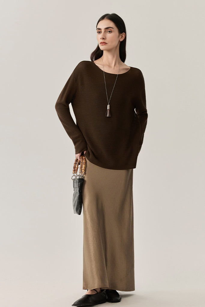Featherweight Oversized Wool-Silk Fine-Knit Sweater  Fibflx
