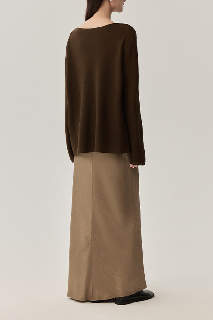 Featherweight Oversized Wool-Silk Fine-Knit Sweater  Fibflx