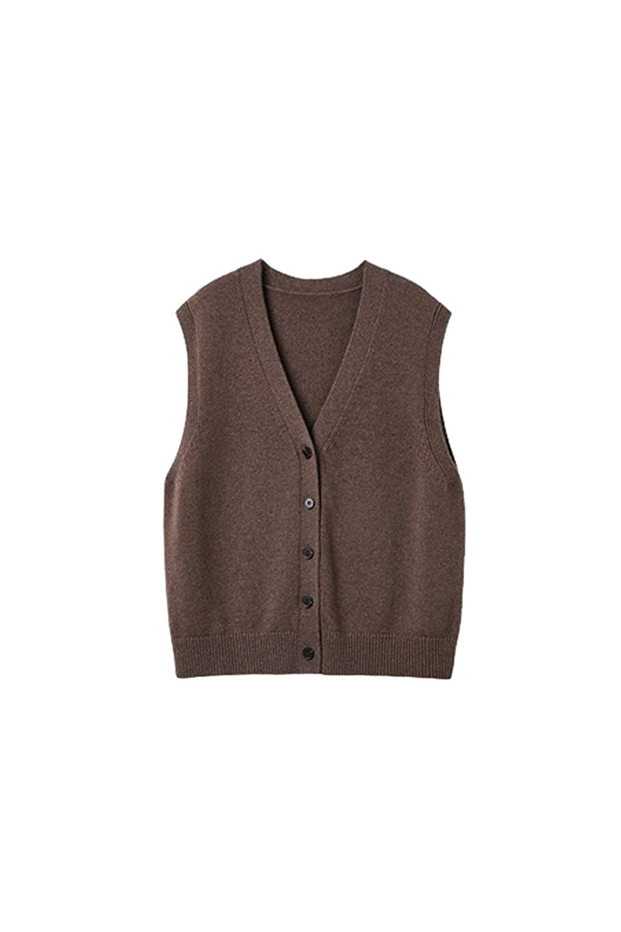 Fine-Knit Wool-Blend V-Neck Sweater Vest  Fibflx