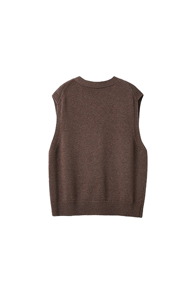 Fine-Knit Wool-Blend V-Neck Sweater Vest  Fibflx