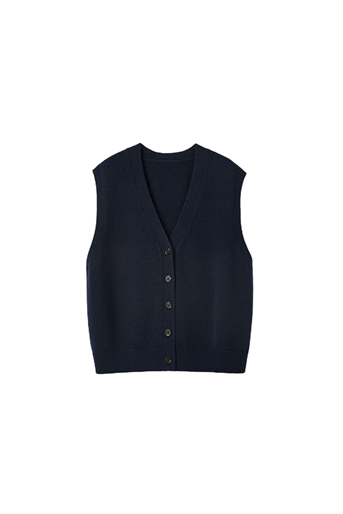Fine-Knit Wool-Blend V-Neck Sweater Vest  Fibflx