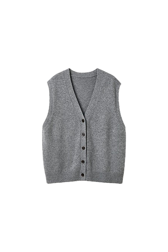 Fine-Knit Wool-Blend V-Neck Sweater Vest  Fibflx
