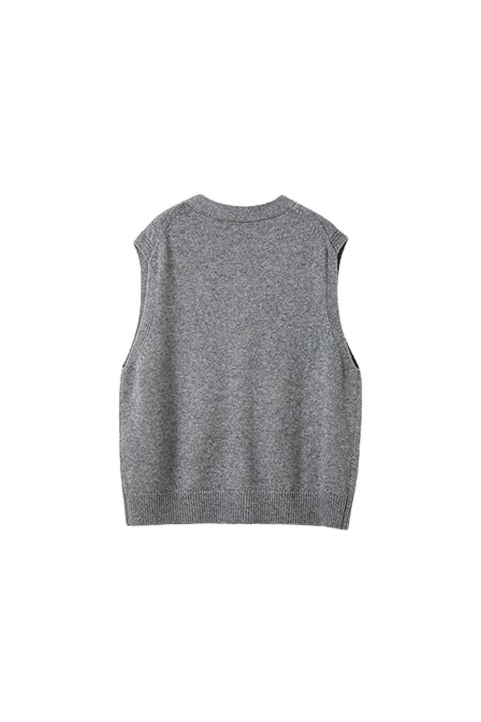 Fine-Knit Wool-Blend V-Neck Sweater Vest  Fibflx