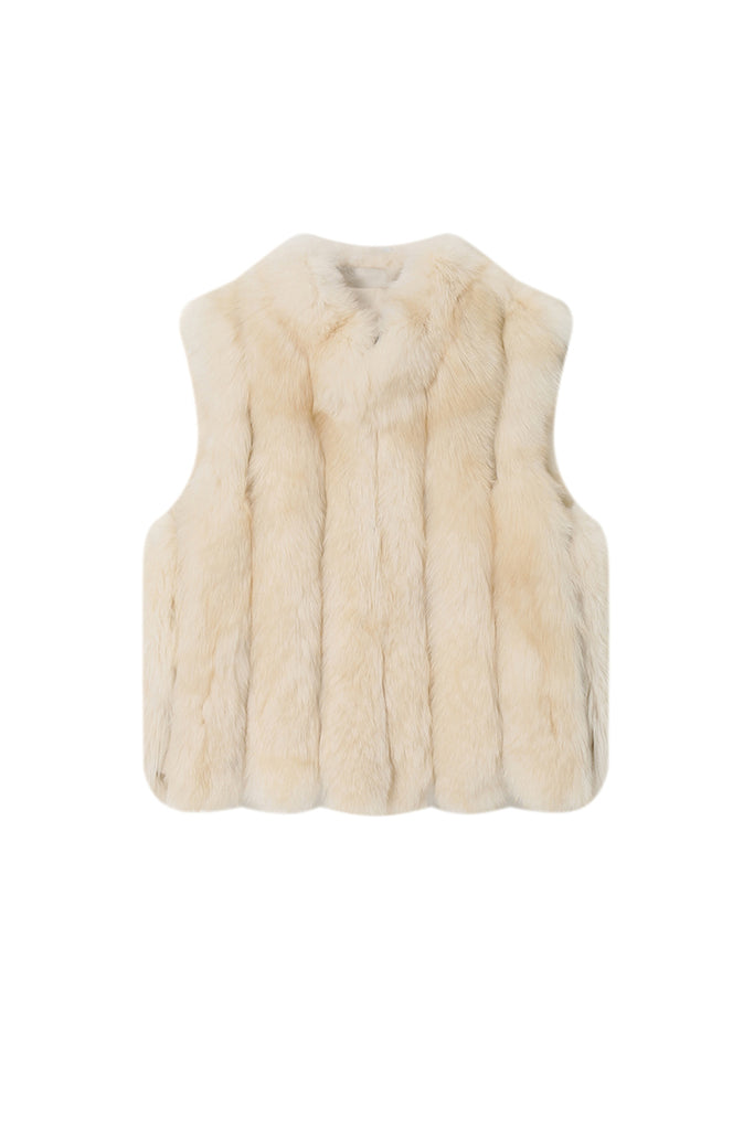 Finnish Fox Fur Vest ¨C Short Stand-Collar Real Fur Gilet  Fibflx