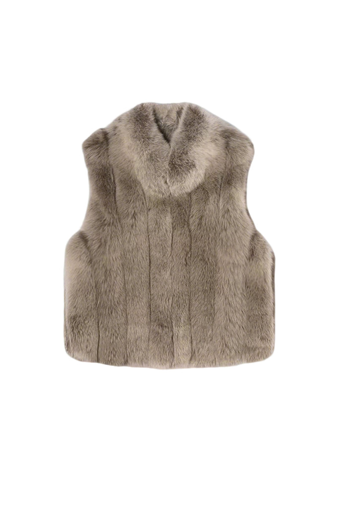 Finnish Fox Fur Vest ¨C Short Stand-Collar Real Fur Gilet  Fibflx