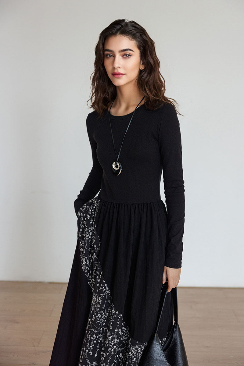 long sleeve midi fit and flare dress & Long-Sleeve with Flower Patchwork XS / Black / Upper body material: 46.5% Rayon 46.5% Cotton 7% Spandex Lower body material: 71 Size Length (cm/inch) Bust Victoria Beckham - Burgundy Size:US 66 Long / EU 76 Long SesonalcoreQ423