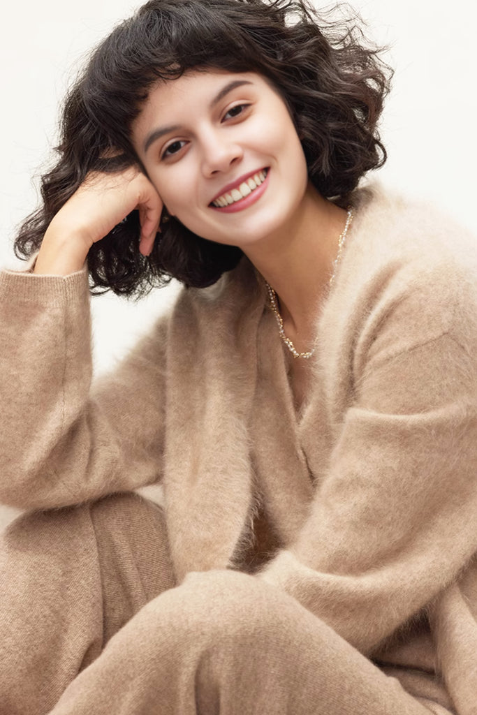 Luxe Fuzzy Open-front Brushed Cashmere Duster Cardigan  Fibflx