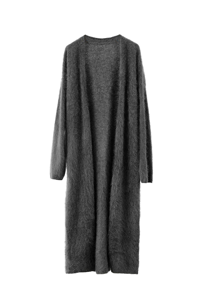 Luxe Fuzzy Open-front Brushed Cashmere Duster Cardigan  Fibflx