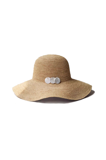 Fibflx Women's Floppy Packable Wide-brim Straw Sun Hat with Seashells