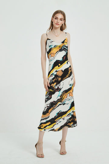 Floral Cowl-Neck Midi Slip Dress in Triacetate-Blend - Fibflx