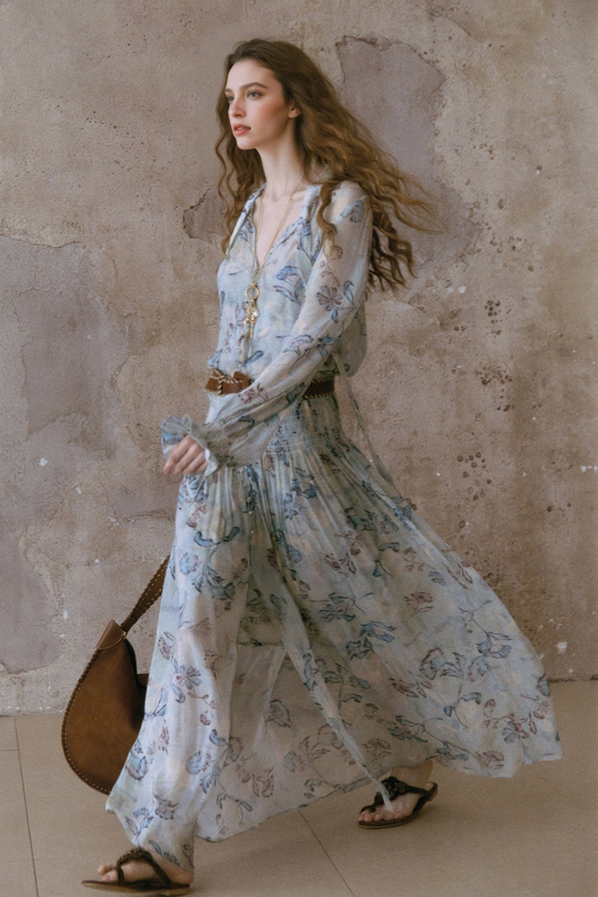 flowy maxi dress boho Luna Maxi Dress Dusty Rose/Light Brown / S