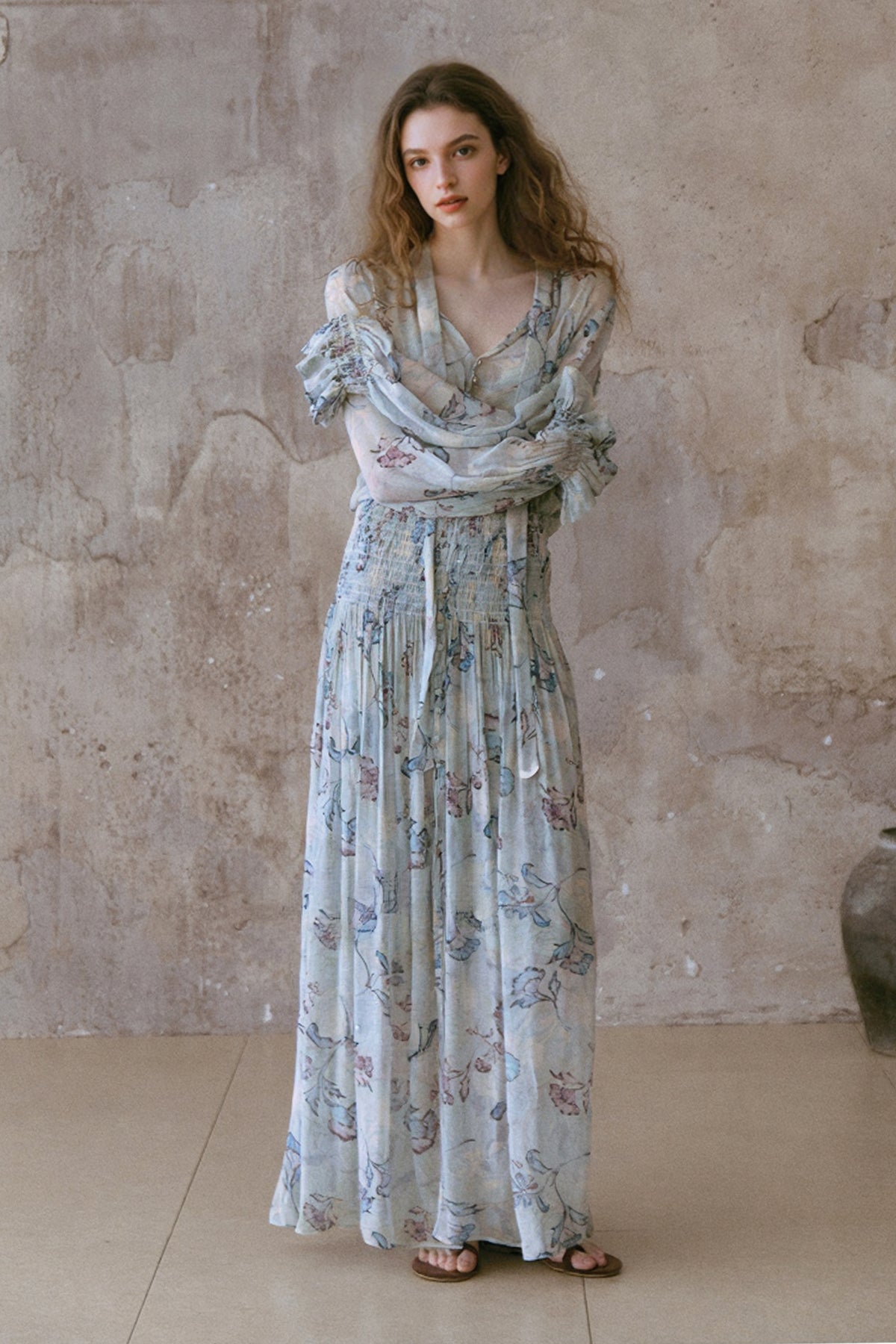 Boho Floral Maxi Dress with Belted Waist | Relaxed Escape