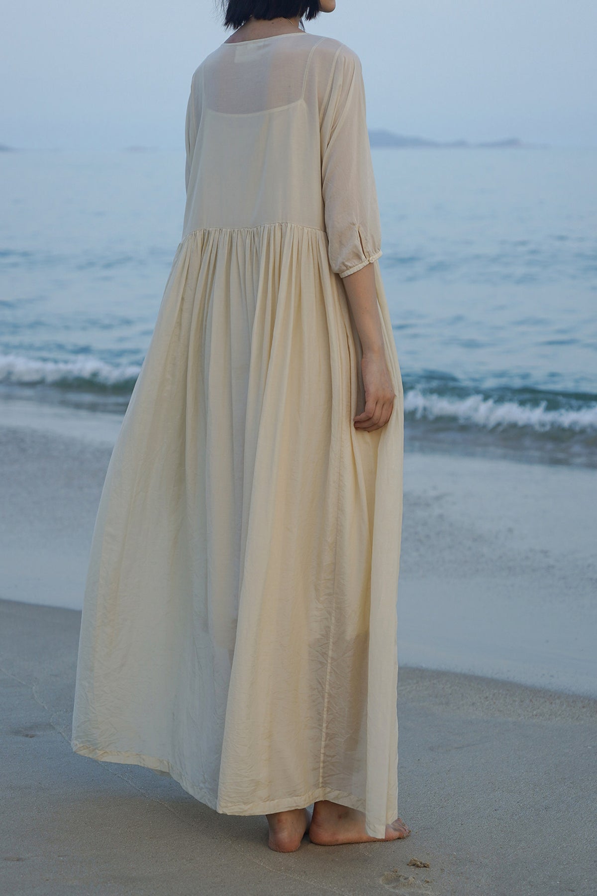 Cotton Silk A-Line Maxi Dress | Flowy Summer Dress for Women