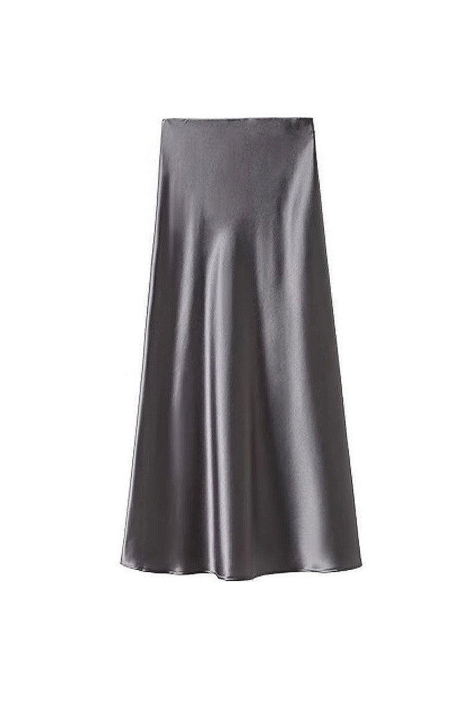 Flowy Satin Slip Mermaild Midi Skirt  Fibflx