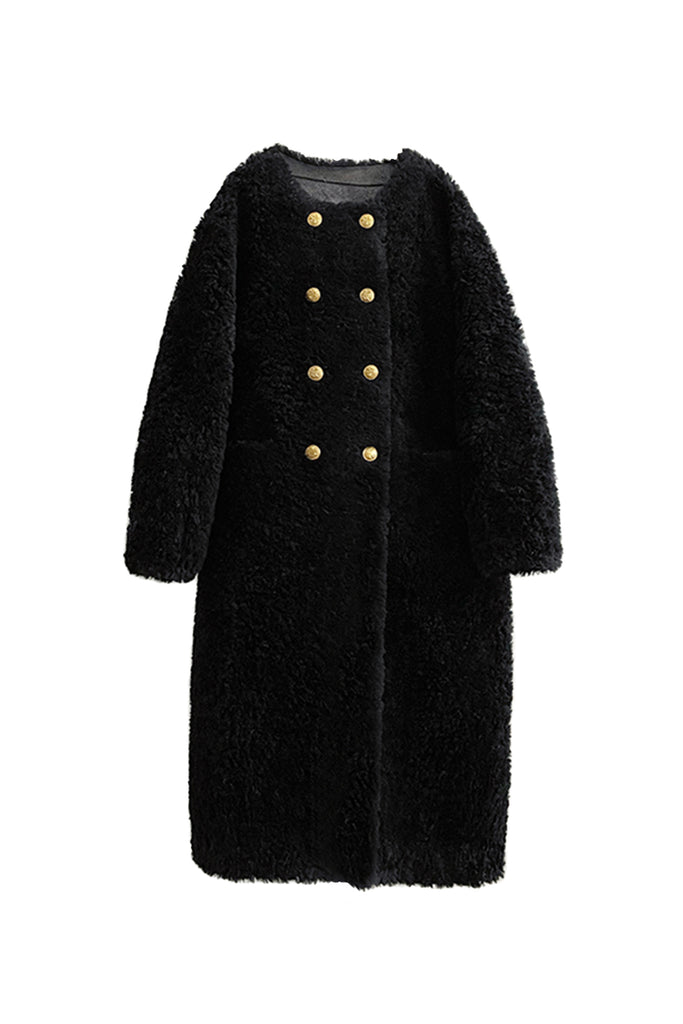 Fluffy Vintage Double Breasted Shearling Teddy Coat  Fibflx