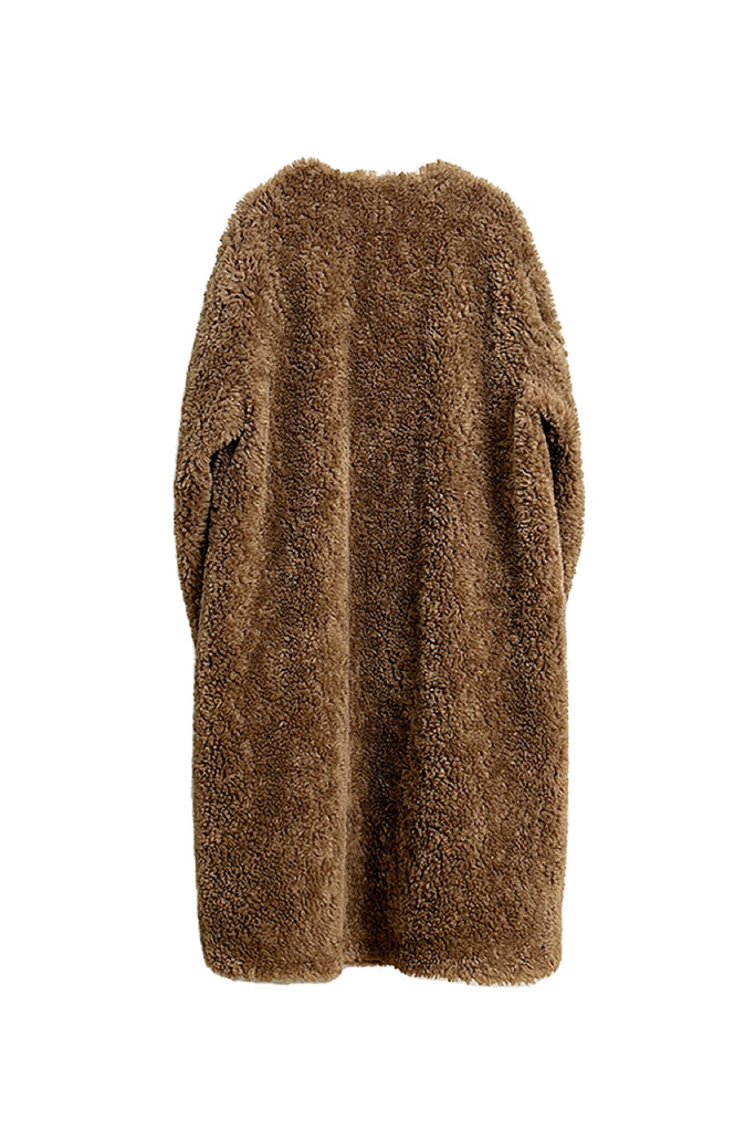 Fluffy Vintage Double Breasted Shearling Teddy Coat  Fibflx