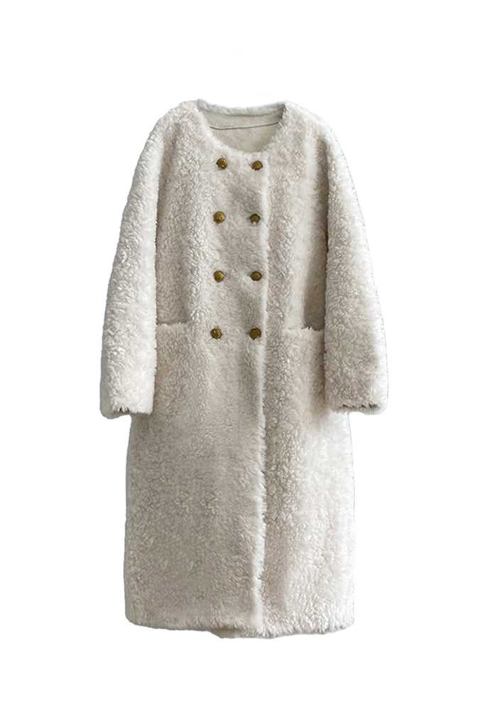 Fluffy Vintage Double Breasted Shearling Teddy Coat  Fibflx