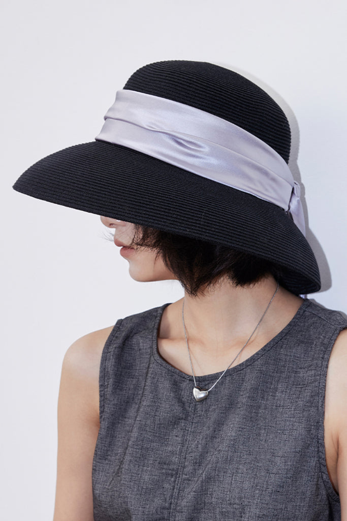 Handcrafted Packable Wide-Brim Ribbon Straw Sun Hat  Fibflx