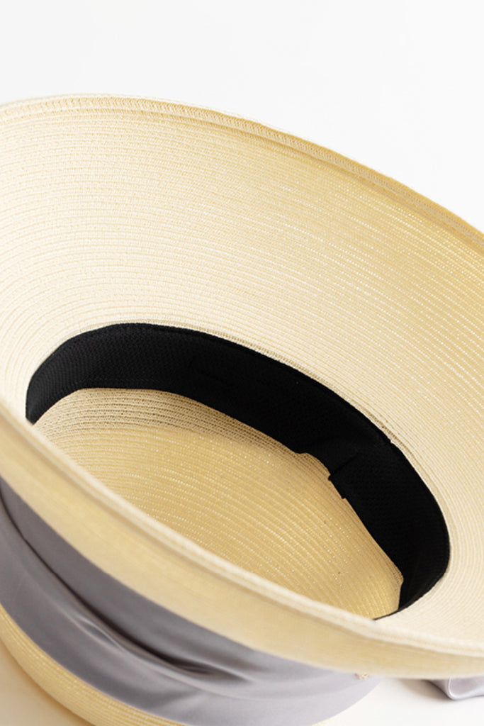 Handcrafted Packable Wide-Brim Ribbon Straw Sun Hat  Fibflx