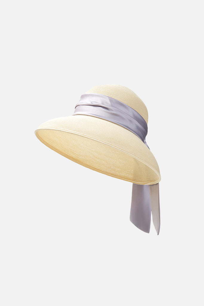Handcrafted Packable Wide-Brim Ribbon Straw Sun Hat  Fibflx