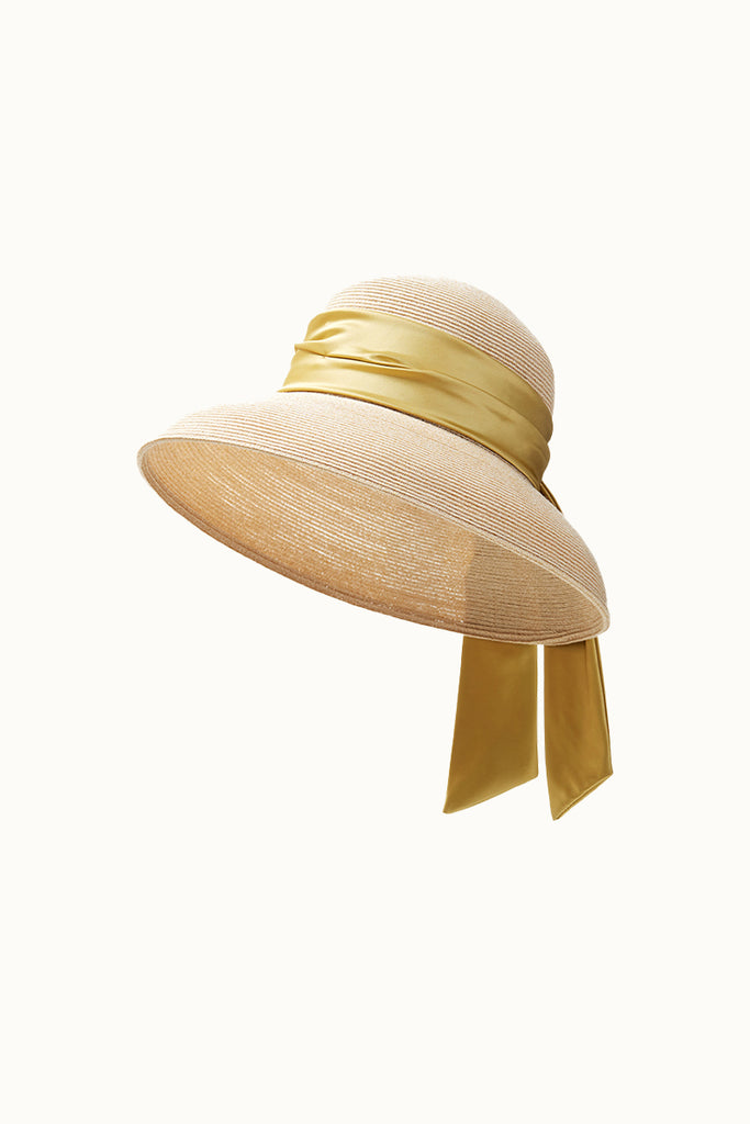 Handcrafted Packable Wide-Brim Ribbon Straw Sun Hat  Fibflx