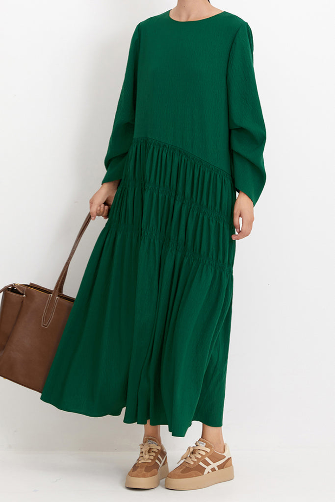 Forest Green Long-Sleeve Maxi Dress  Fibflx