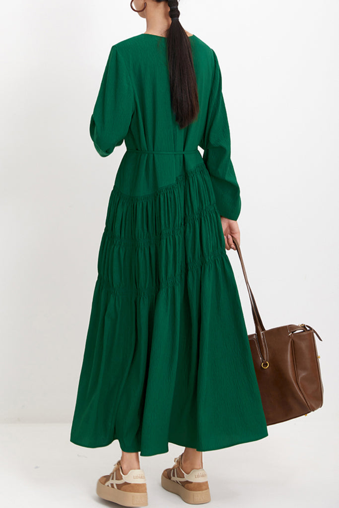 Forest Green Long-Sleeve Maxi Dress  Fibflx